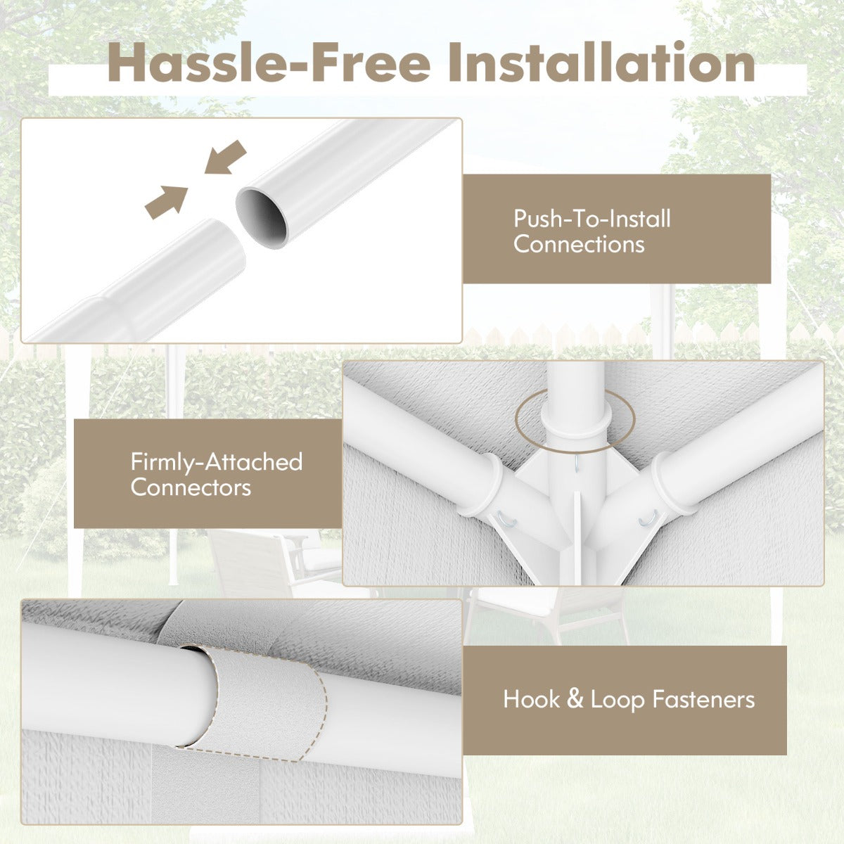 3 x 3m Outdoor Patio Pavilion Screen Gazebo Shelter-White
