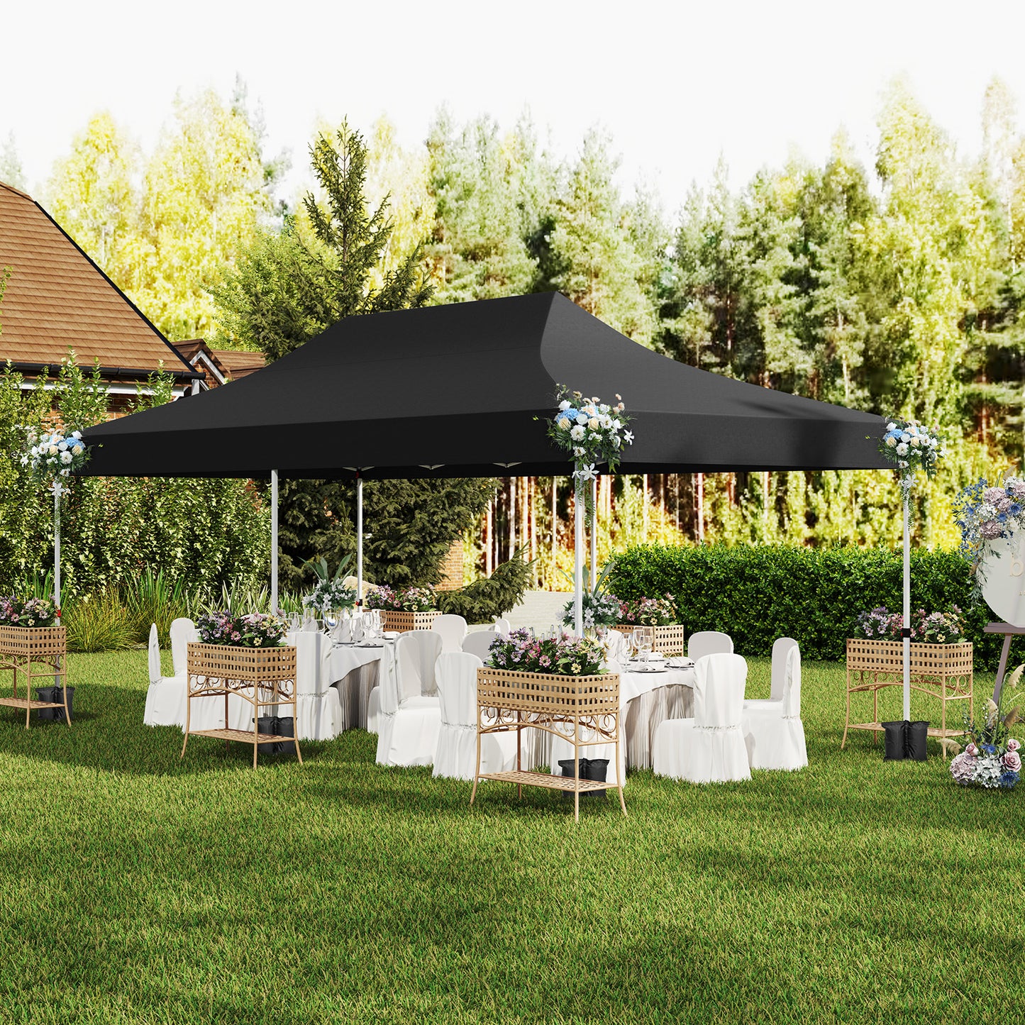 3 x 6 M Canopy with 6 Detachable Sidewalls-Black