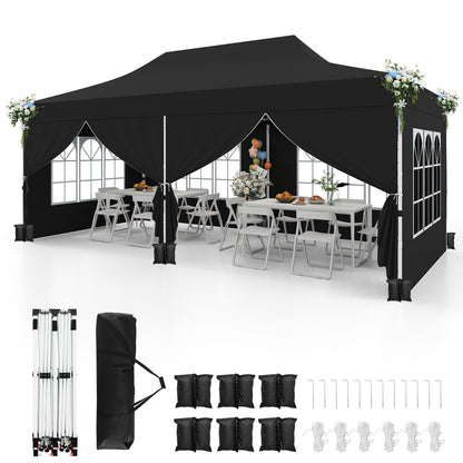 3 x 6 M Canopy with 6 Detachable Sidewalls-Black