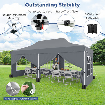 3 x 6 M Canopy with 6 Detachable Sidewalls-Grey