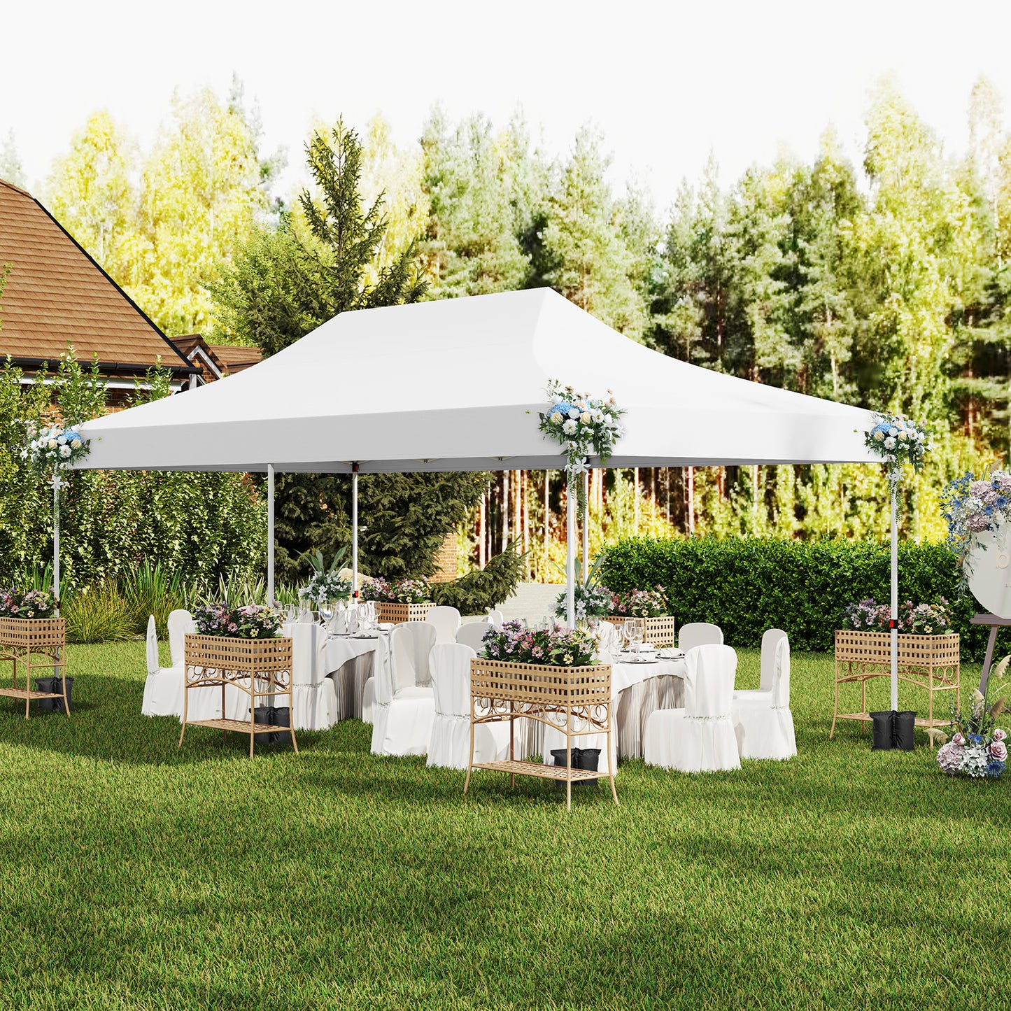 3 x 6 M Canopy with 6 Detachable Sidewalls-White