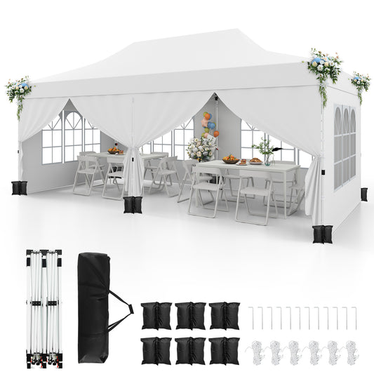 3 x 6 M Canopy with 6 Detachable Sidewalls-White