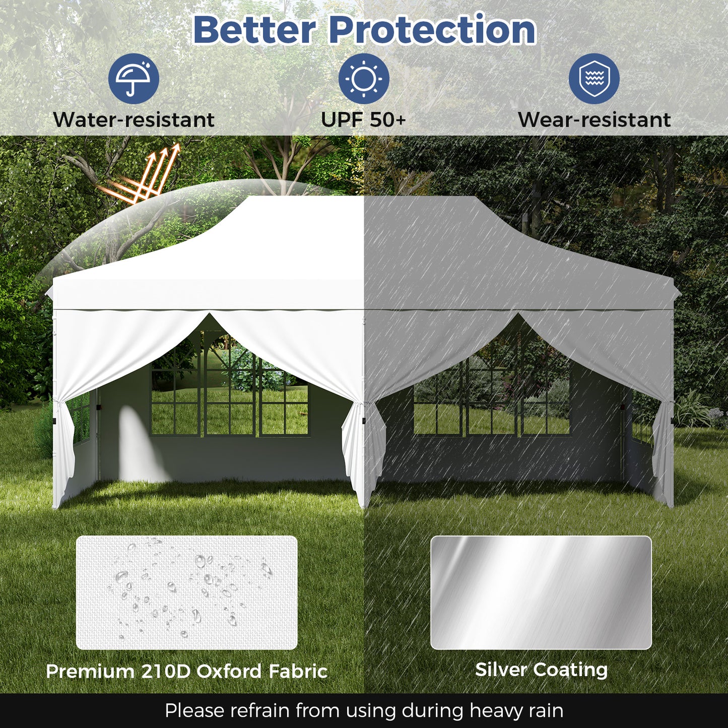 3 x 6 M Canopy with 6 Detachable Sidewalls-White