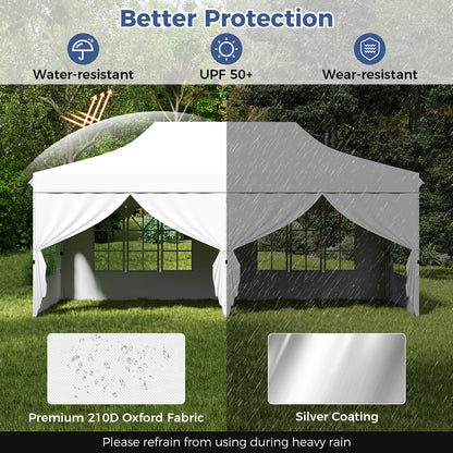 3 x 6 M Canopy with 6 Detachable Sidewalls-White