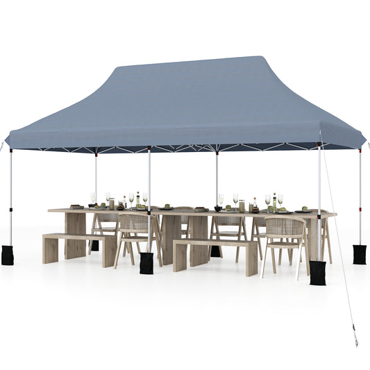 3 x 6 M Pop-up Canopy Tent with Carrying Bag for Patio, Garden, Beach, Wedding, BBQ-Grey