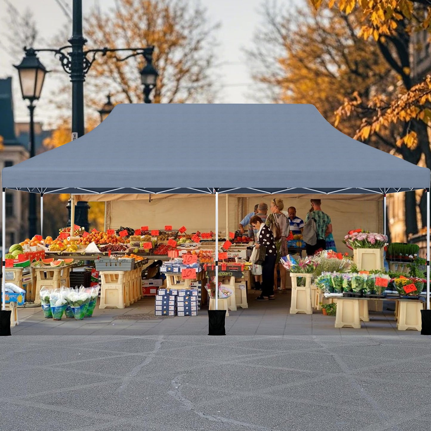 3 x 6 M Pop-up Canopy Tent with Carrying Bag for Patio, Garden, Beach, Wedding, BBQ-Grey