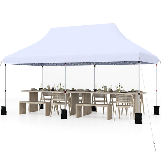 3 x 6 M Pop-up Canopy Tent with Carrying Bag for Patio, Garden, Beach, Wedding, BBQ-White