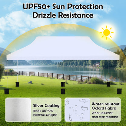 3 x 6 M Pop-up Canopy Tent with Carrying Bag for Patio, Garden, Beach, Wedding, BBQ-White