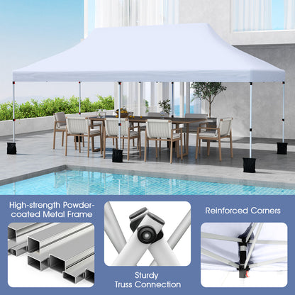 3 x 6 M Pop-up Canopy Tent with Carrying Bag for Patio, Garden, Beach, Wedding, BBQ-White
