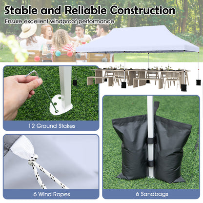 3 x 6 M Pop-up Canopy Tent with Carrying Bag for Patio, Garden, Beach, Wedding, BBQ-White