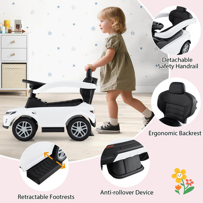 3-in-1 Push Car for Toddlers with Removable Handle Licensed Land Rover Discovery-White