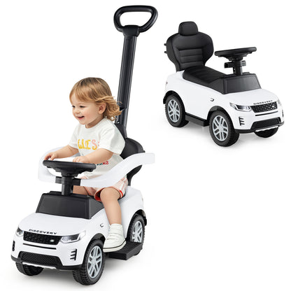 3-in-1 Push Car for Toddlers with Removable Handle Licensed Land Rover Discovery-White
