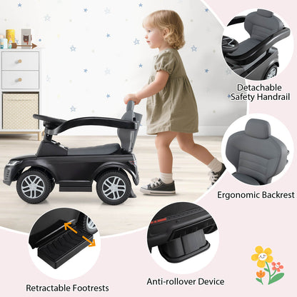 3-in-1 Push Car for Toddlers with Removable Handle Licensed Land Rover Discovery-Black