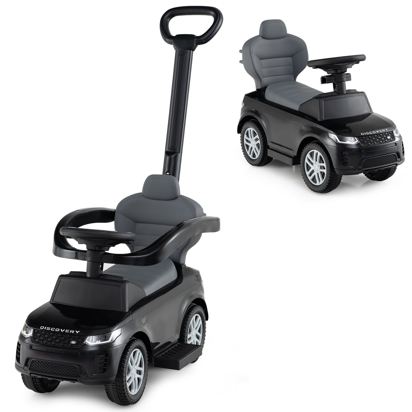 3-in-1 Push Car for Toddlers with Removable Handle Licensed Land Rover Discovery-Black