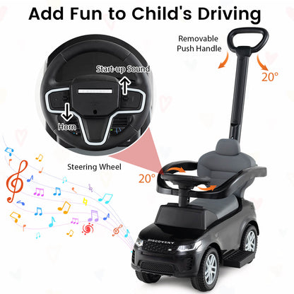 3-in-1 Push Car for Toddlers with Removable Handle Licensed Land Rover Discovery-Black