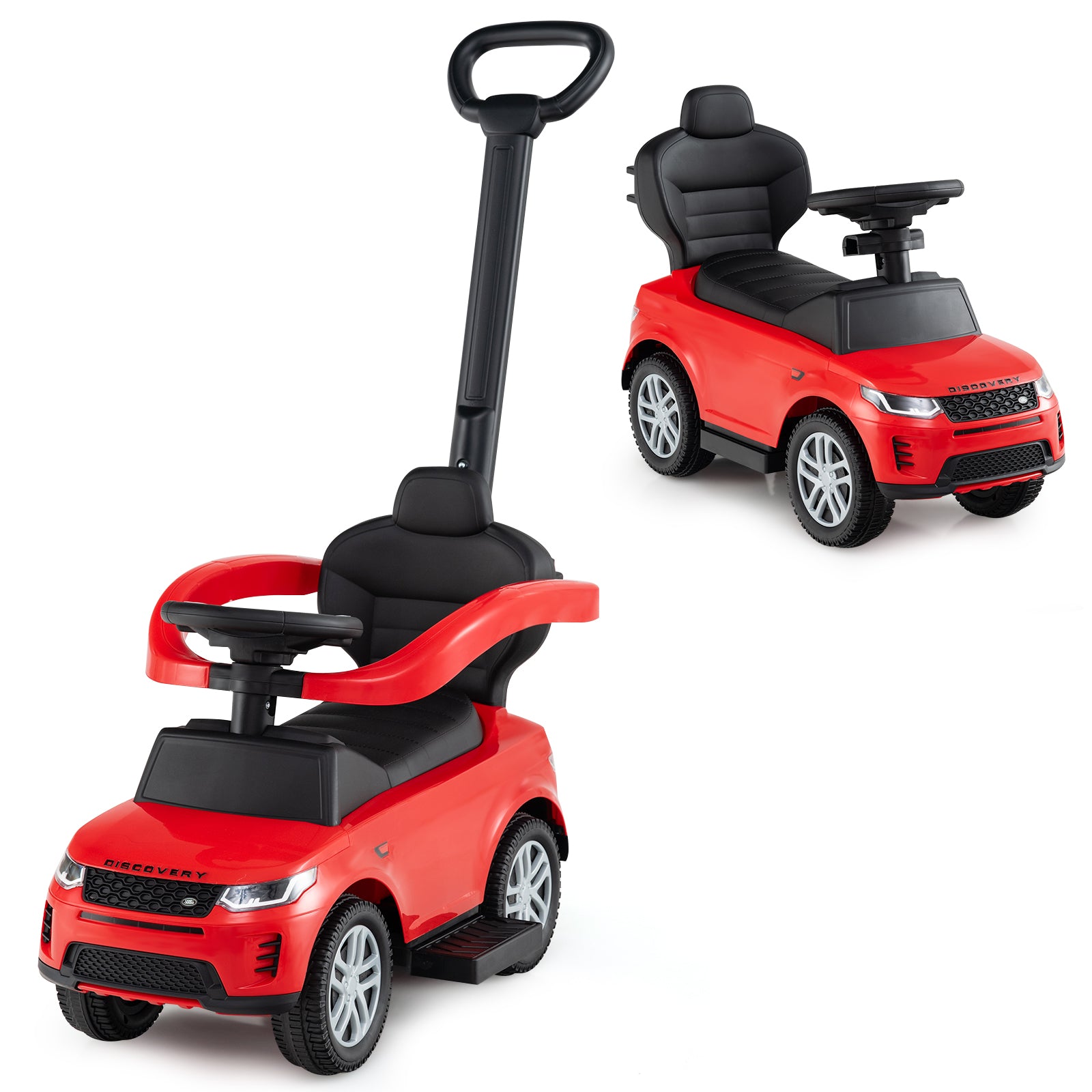 3-in-1 Push Car for Toddlers with Removable Handle Licensed Land Rover Discovery-Red