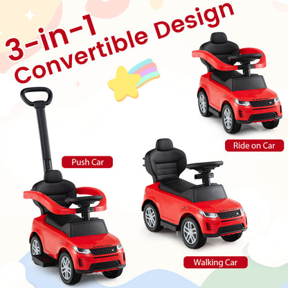 3-in-1 Push Car for Toddlers with Removable Handle Licensed Land Rover Discovery-Red