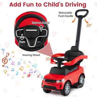3-in-1 Push Car for Toddlers with Removable Handle Licensed Land Rover Discovery-Red