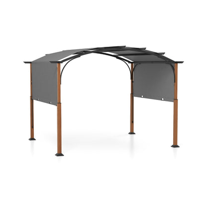 3m x 3.6m Outdoor Arched Patio Pergola with Retractable Canopy-Grey