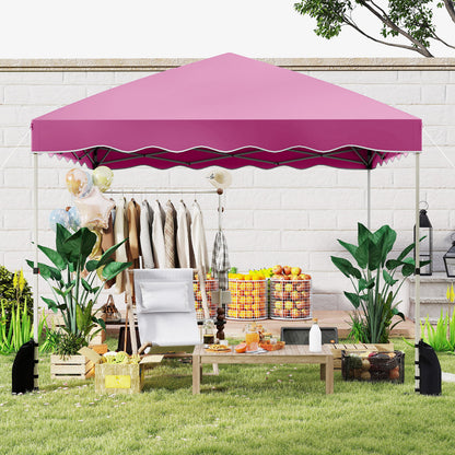 3 x 3 m Pop up Canopy Tent Foldable with Wheeled Bag and 4 Sandbags-Pink