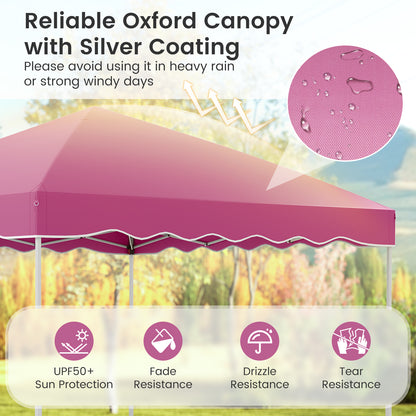 3 x 3 m Pop up Canopy Tent Foldable with Wheeled Bag and 4 Sandbags-Pink