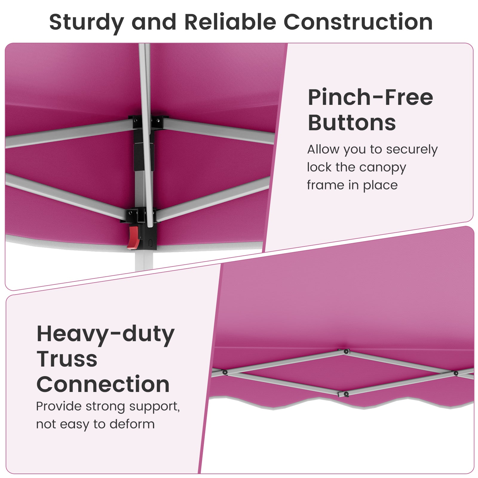 3 x 3 m Pop up Canopy Tent Foldable with Wheeled Bag and 4 Sandbags-Pink
