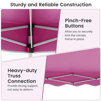 3 x 3 m Pop up Canopy Tent Foldable with Wheeled Bag and 4 Sandbags-Pink