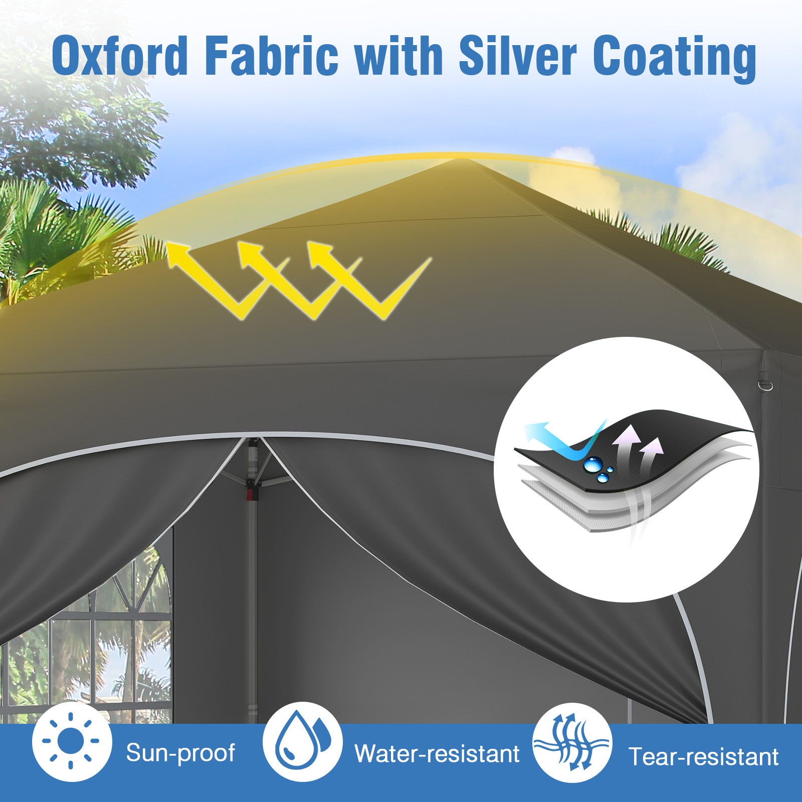 3 x 3m Pop up Canopy Tent with 4 Removable Sidewall and Wheeled Bag-Dark Grey