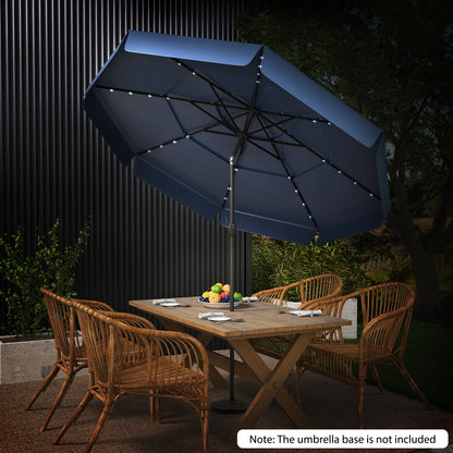 3m Solar Patio Umbrella with 32 LED Lights and 3-Tier Vented Top-Blue