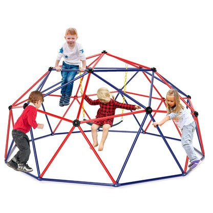 3M Kids Climbing Dome with Swing Outdoor Jungle Gym Climber-Red