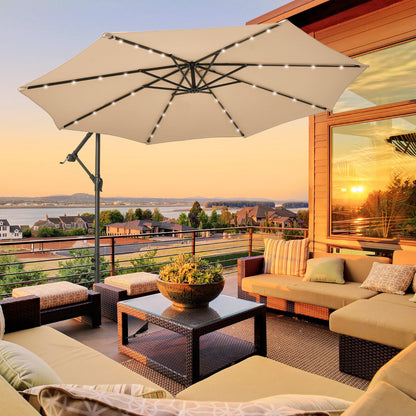 360-degree rotating offset umbrella lets you position shade wherever it is needed outdoors