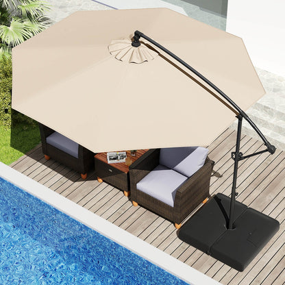 3M Offset Hanging Umbrella with Base Patio Cantilever Umbrella-Beige