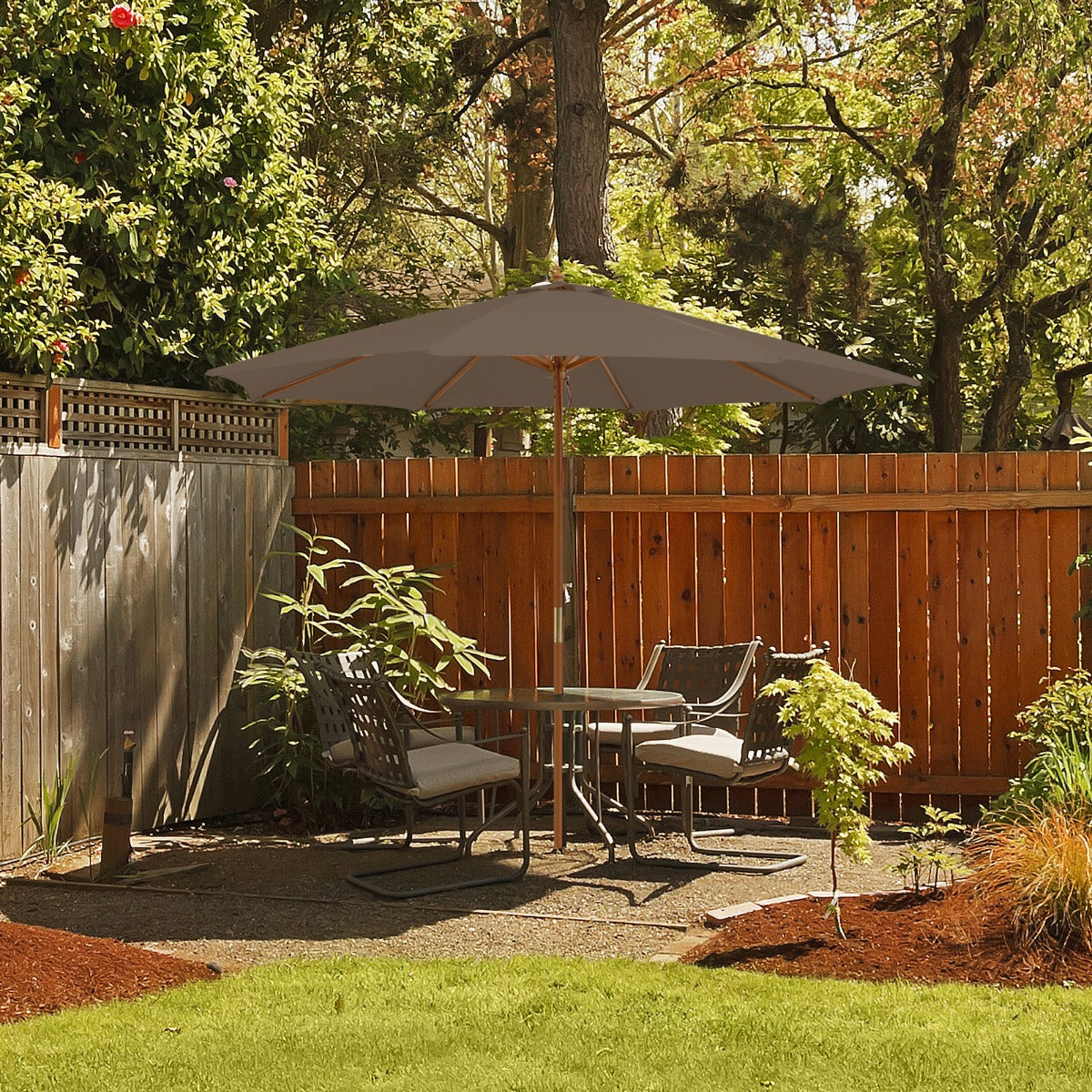 3M Patio Sunshade Umbrella with 8 Bamboo Ribs-Coffee