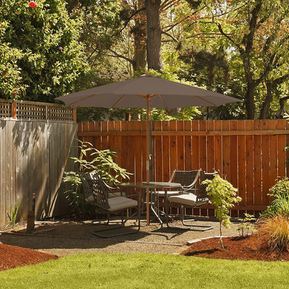 3M Patio Sunshade Umbrella with 8 Bamboo Ribs-Coffee