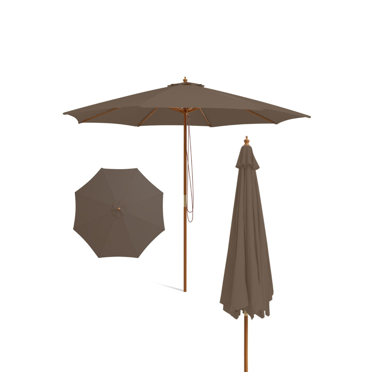 3M Patio Sunshade Umbrella with 8 Bamboo Ribs-Coffee