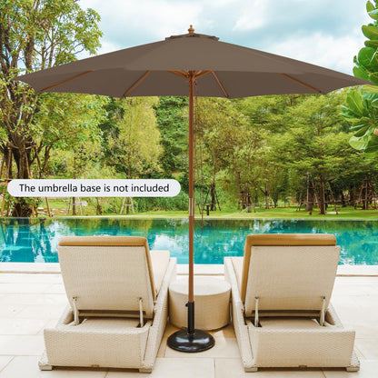 3M Patio Sunshade Umbrella with 8 Bamboo Ribs-Coffee