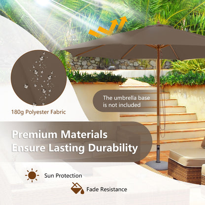 3M Patio Sunshade Umbrella with 8 Bamboo Ribs-Coffee