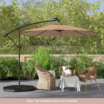 Costway 3m Solar Patio Offset Umbrella Adjustable with 40 LED and Cross Base Stand-Brown