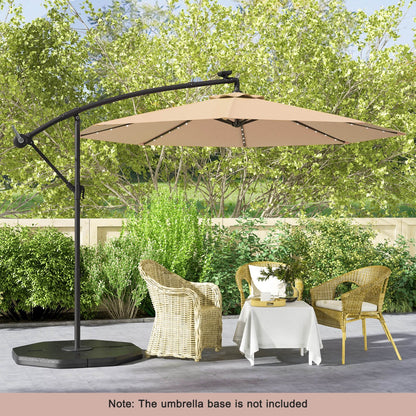 Costway 3m Solar Patio Offset Umbrella Adjustable with 40 LED and Cross Base Stand-Beige