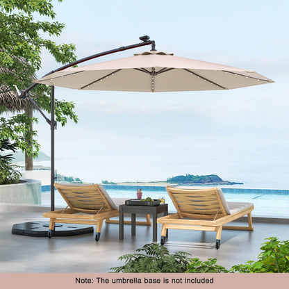 Costway 3m Solar Patio Offset Umbrella Adjustable with 40 LED and Cross Base Stand-Beige
