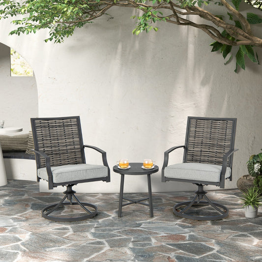 Costway 3 Piece Patio Swivel Chair Set with Coffee Table for Backyard