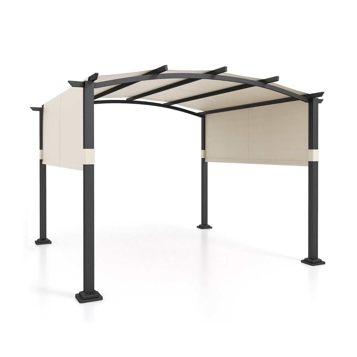 3x3M Outdoor Pergola with Retractable Sunshade Canopy-Beige