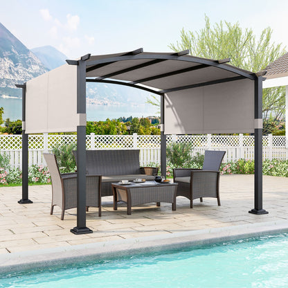 3x3M Outdoor Pergola with Retractable Sunshade Canopy-Grey