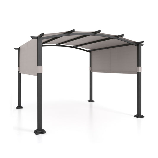 3x3M Outdoor Pergola with Retractable Sunshade Canopy-Grey