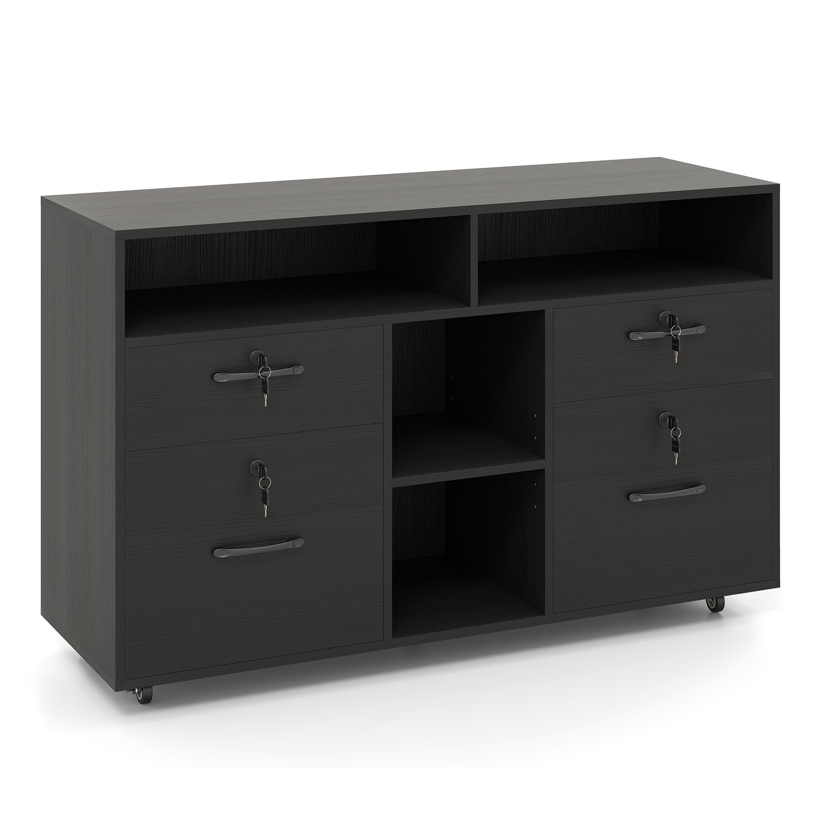 4-Drawer Mobile File Cabinet with Lock for Home Office-Black