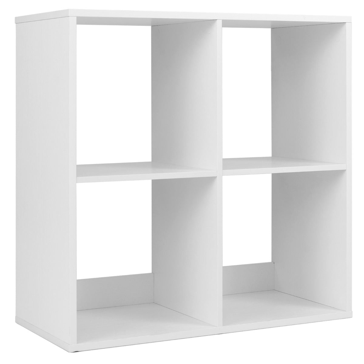 4-Cube Freestanding Floor Bookcase with Anti-toppling Devices-White