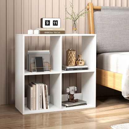4-Cube Freestanding Floor Bookcase with Anti-toppling Devices-White
