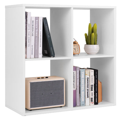 4-Cube Freestanding Floor Bookcase with Anti-toppling Devices-White