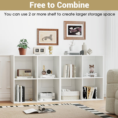4-Cube Freestanding Floor Bookcase with Anti-toppling Devices-White
