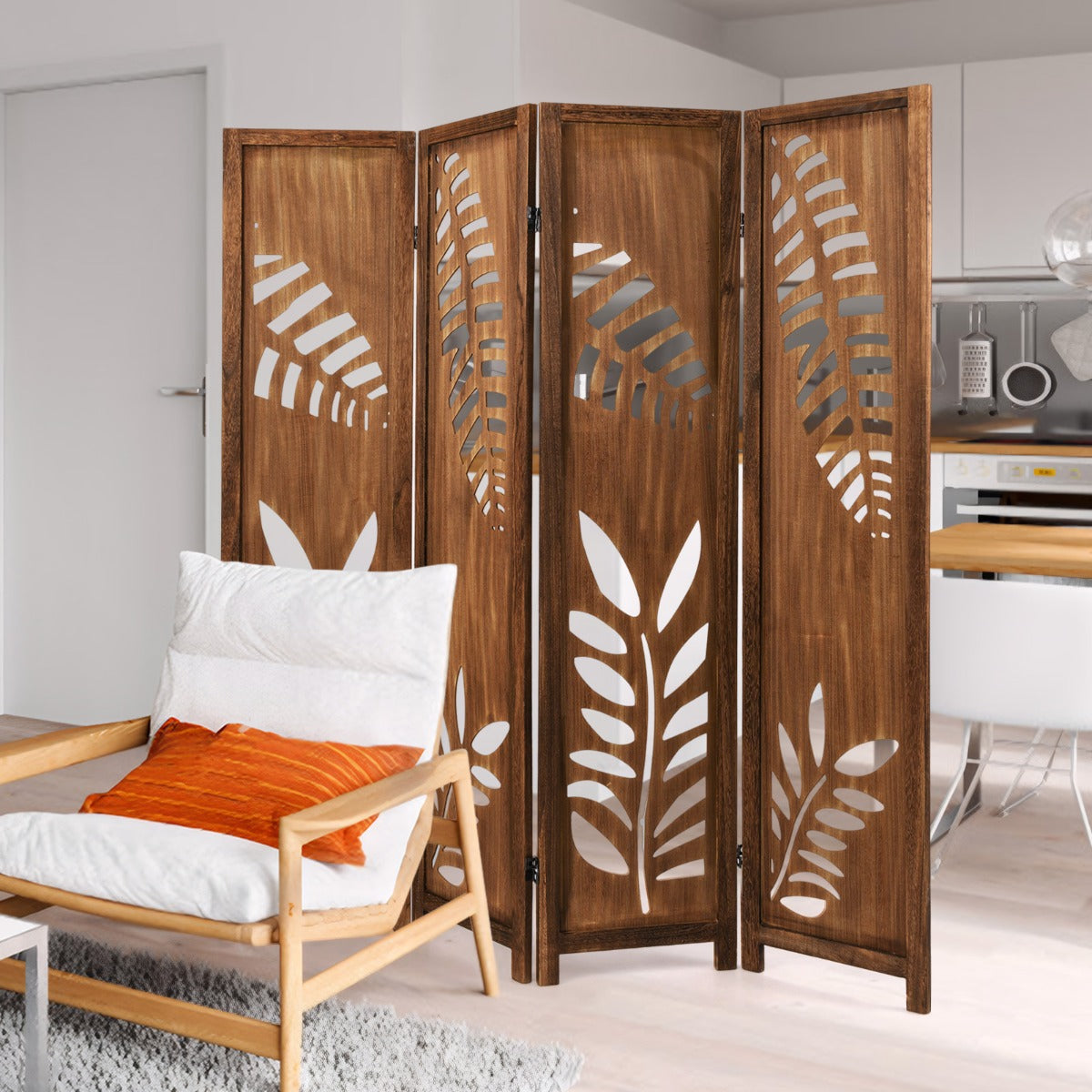 4/6-Panel 170cm Folding Room Divider with Double Action Hinges-4 panel
